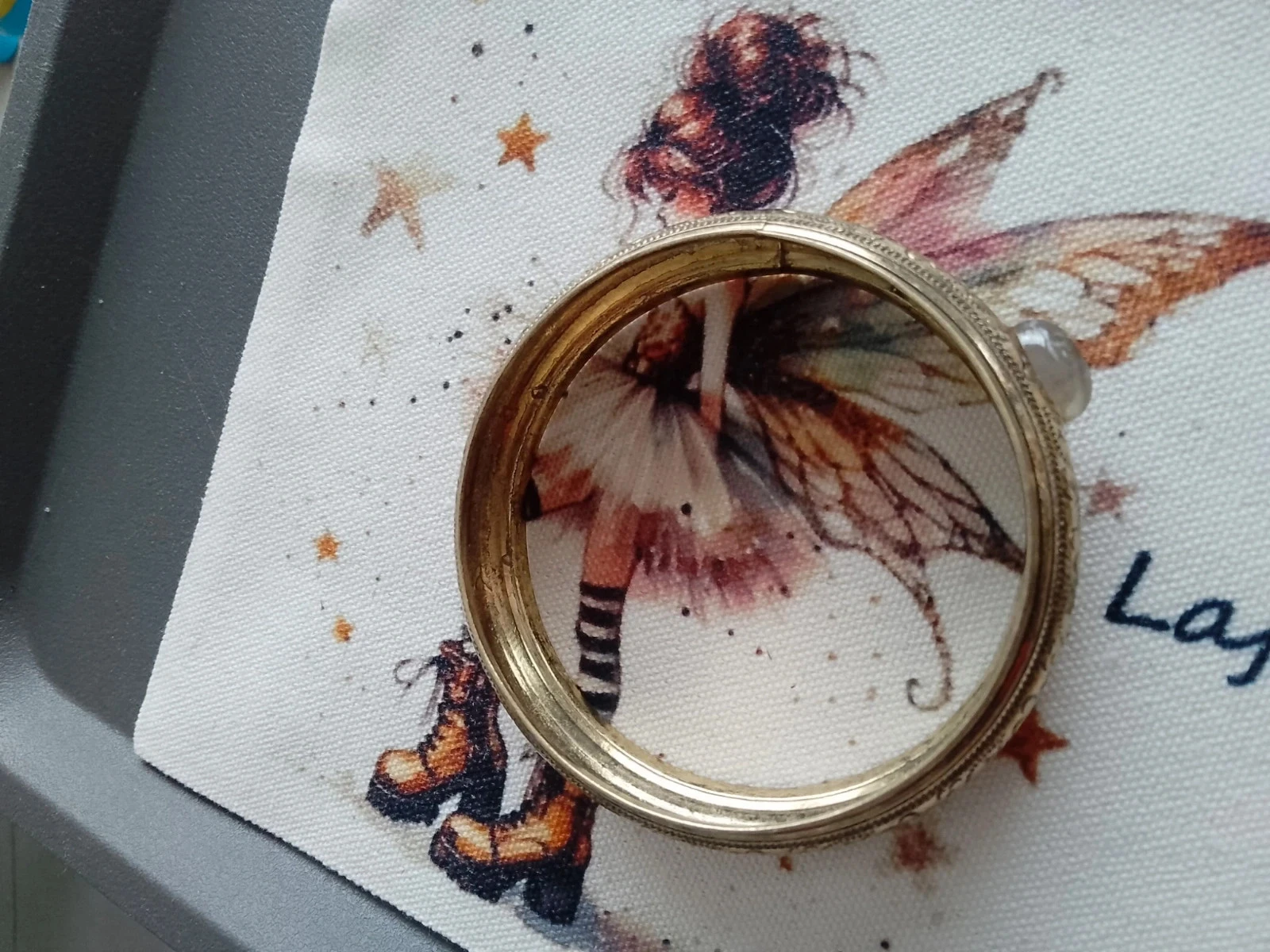 Bracelet jonc ancien avec pierre de labradorite – photo 3